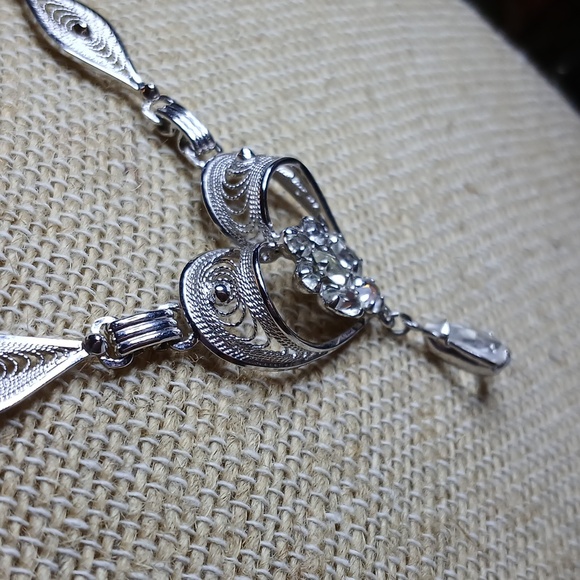 Vintage Amlee Sterling Silver Necklace CZs - Picture 4 of 10